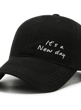 新款帽子男潮鸭舌帽韩版男士夏季太阳帽黑色刺绣女休闲百搭棒球帽