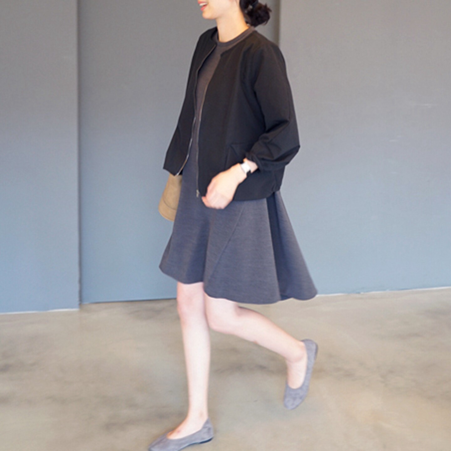 韩国女装设计感拉链棉质宽松春夏秋薄九分袖女风衣短外套通勤F20