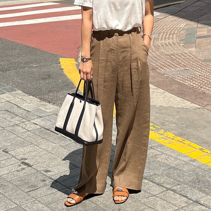 春夏通勤高腰显瘦阔腿西装长裤