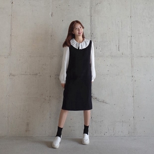 L01韩国女装2025双面羊绒直筒简约无袖背心秋冬女连衣裙handmade