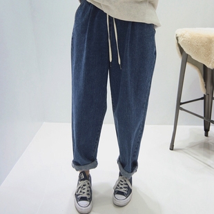 暖显瘦 长裤 K77好品质韩国宽松拉毛加厚女萝卜牛仔裤 梨型秋冬季