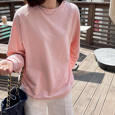 简约显瘦韩长袖纯色百搭常规棉女