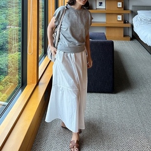 修身 女短款 显瘦T314 t恤夏季 好品质韩国毛圈卫衣棉落肩半袖