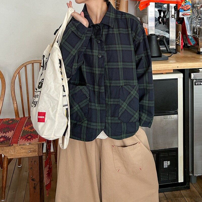 复古短款箱型纯棉长袖女风衣外套