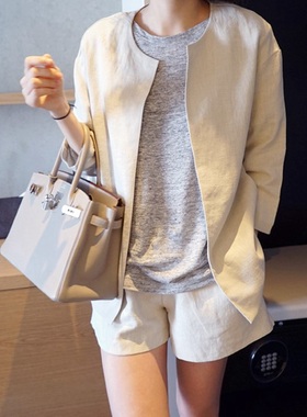 k990韩国女装新品2025亚麻加厚简约裙式口袋百搭宽松夏女短裤现货