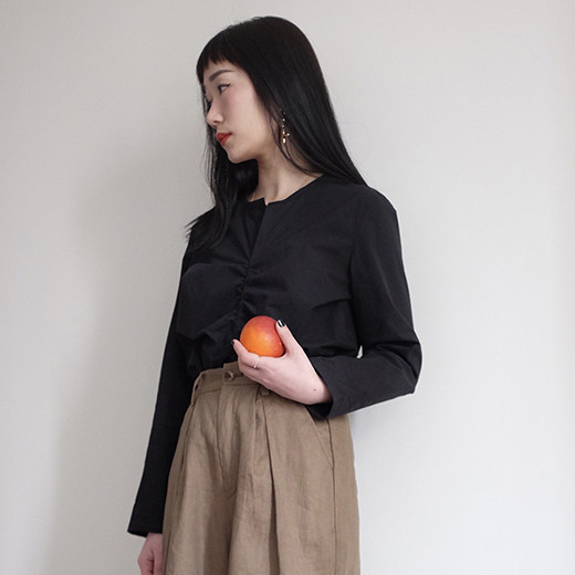 散步商店原创设计自制山本耀司风褶皱抽绳极简水洗棉衬衣衬衫上衣在类目 女装/女士精品, 衬衫中 - 来自Buy2taobao.com提供专业的淘宝代购服务