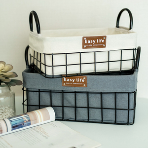 ins铁艺收纳筐化妆品收纳盒