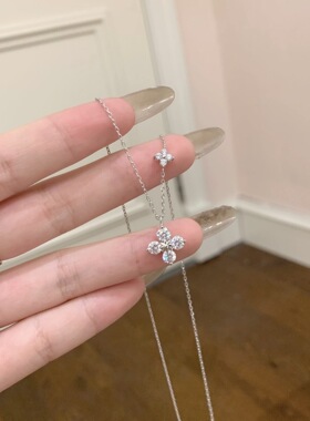 S925纯银四叶草项链女款轻奢小众设计高级感锁骨颈链精致百搭配饰