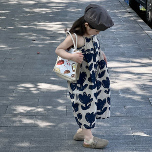2025夏季韩版女童韩版夏装吊带连体裤中小童连身阔腿儿童休闲裤子