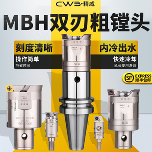 MBH双刃粗镗头镗刀桥架式 带齿款 BT40 加工中心镗孔器 可调式