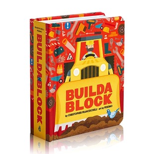 现货 英文原版 创意建筑工地 Buildablock 镂空设计造型纸板书 儿童趣味认知精装绘本 异型书 Alphablock创意字母同系列