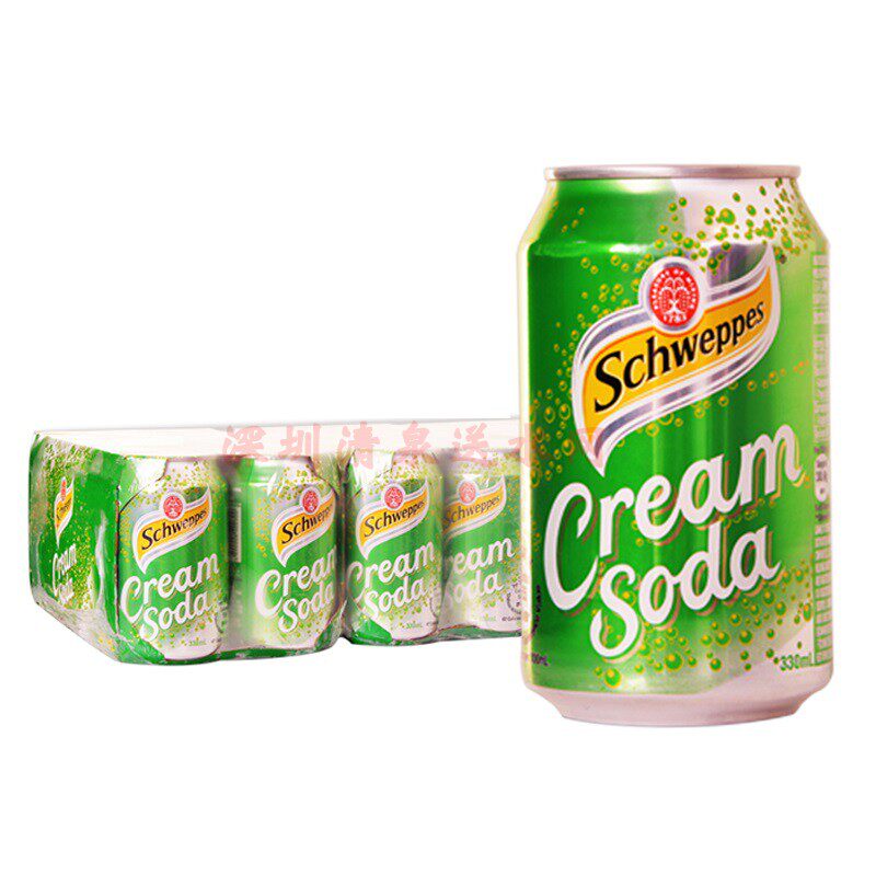 香港进口 港版玉泉忌廉奶油味苏打汽水330*24罐/箱  多省包邮
