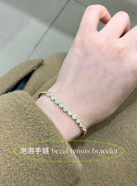 20分泡泡培育钻网球手链18k Bezel lab diamond tennis bracelet