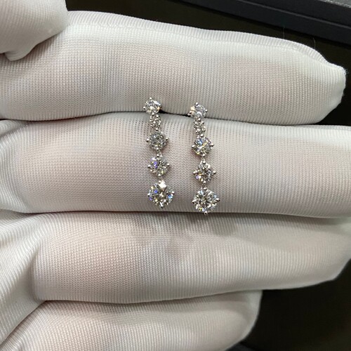 18K金培育钻石耳坠lab grown diamond earring drops white gold