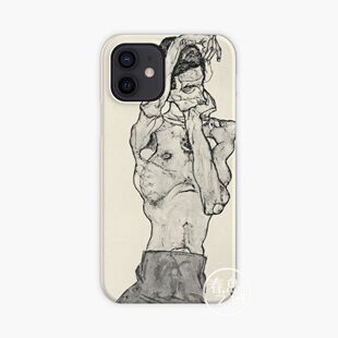 埃贡席勒男性身体素描手机壳适用于苹果华为小米OPPO三星vivo一加