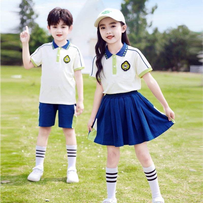 夏季短袖POLO百褶园服套装
