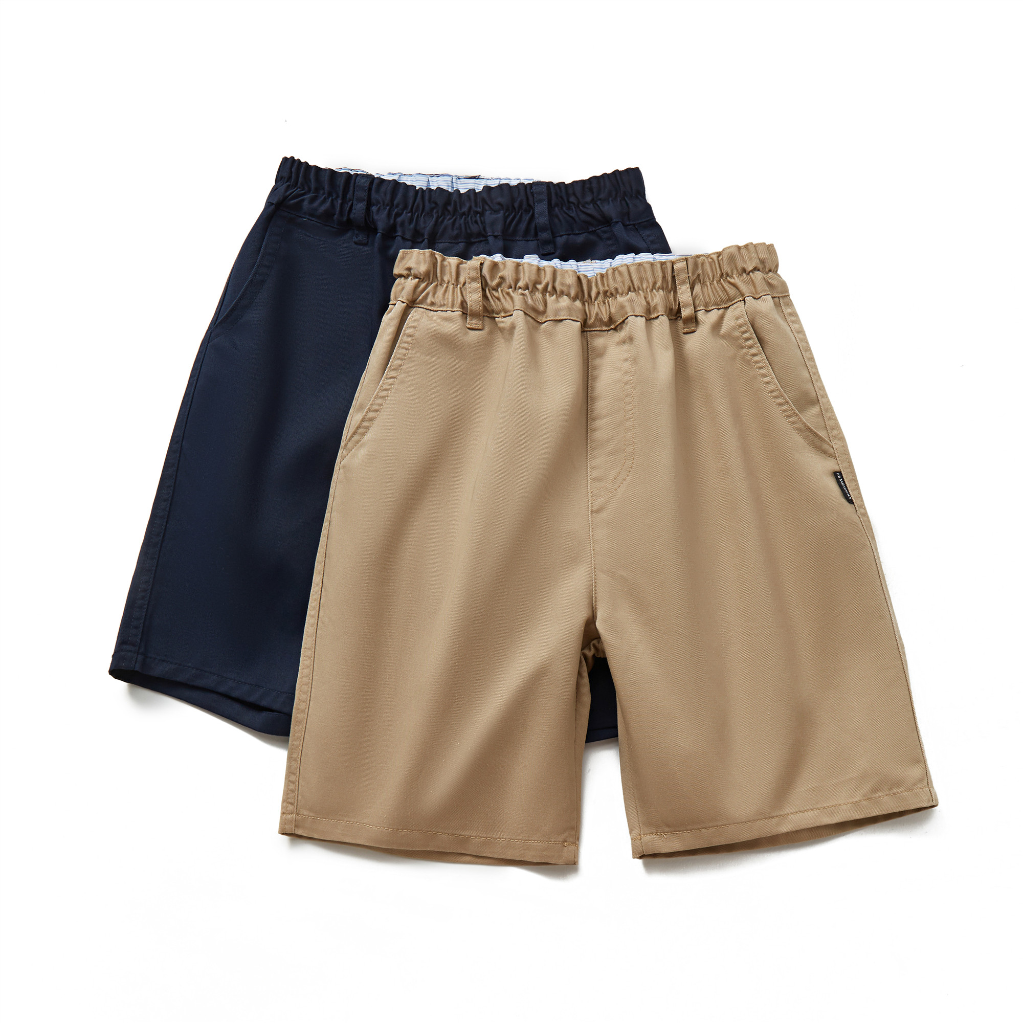 儿童卡其色短裤夏薄款男童外穿中裤夏款小学生西裤藏蓝校服休闲裤