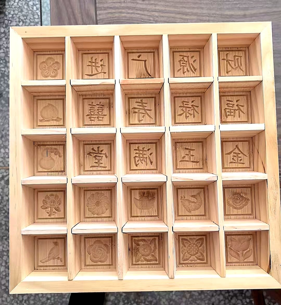 老式糕点实木梯形雕花松糕模具木制米糕蒸松糕烘培模具做米糕模具