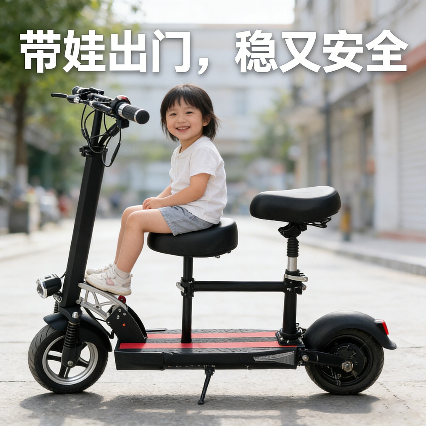 电动滑板车儿童座椅希洛普配件折叠车前置小孩改装双人坐椅座位