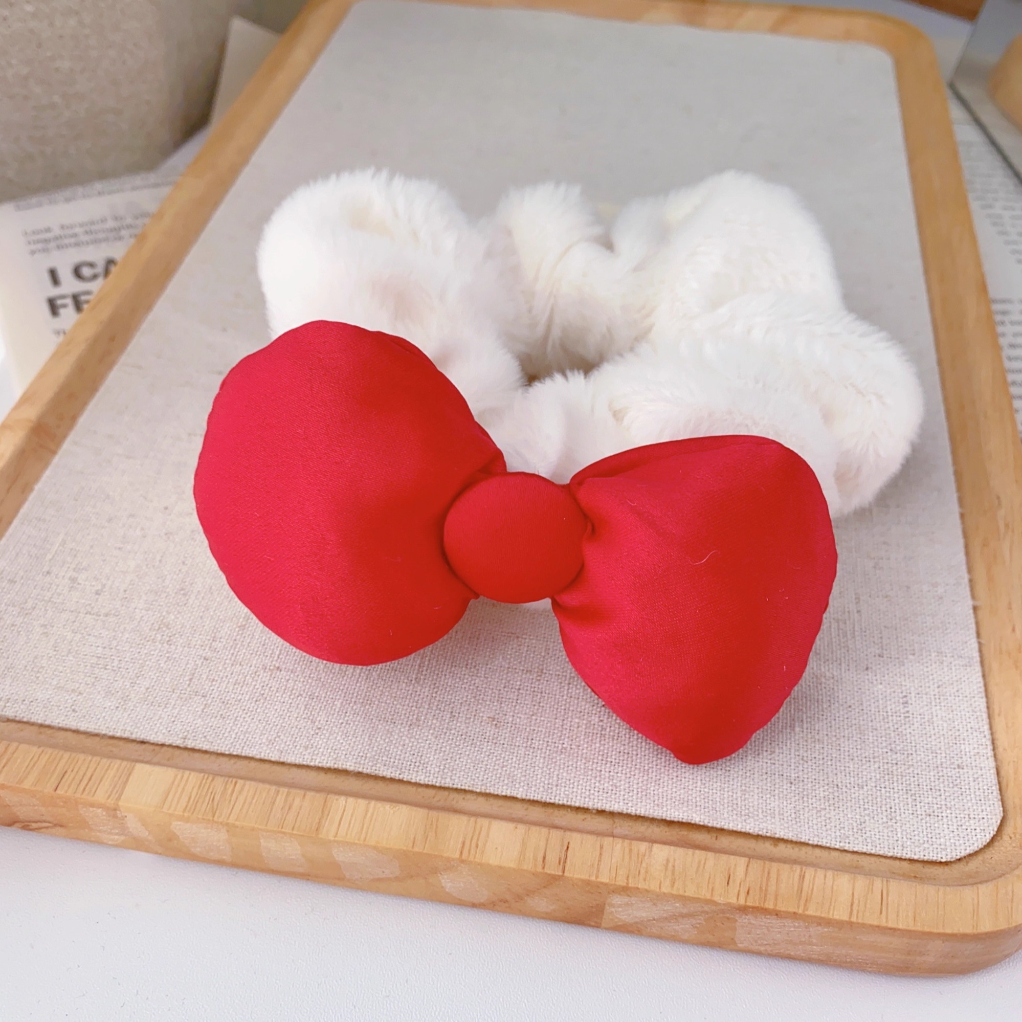 發家红色少女感充棉蝴蝶结发圈女