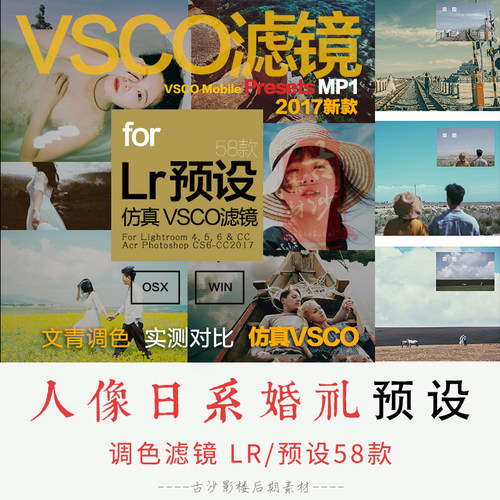0145-LR预设VSCO全滤镜转LR预设Lightroom人像日系婚礼LR预设58款