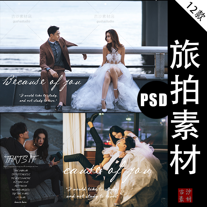 L040婚纱摄影旅拍设计素材 旅拍街拍英文字体模板 psd分层格式