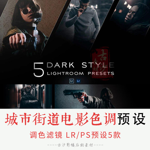 0158-LR PS预设 城市街道电影色调预设移动APP调色滤镜 5款