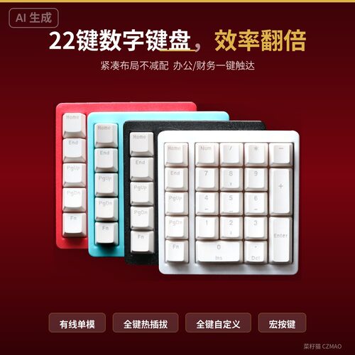 菜籽猫3D打印热插拔22键QMK
