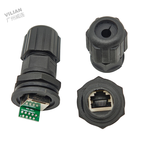 RJ45面板式PCB电路板防水连接器