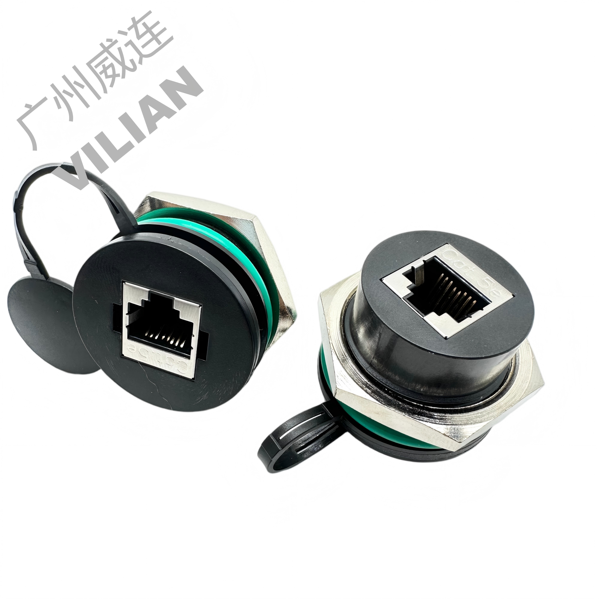 面板型网线中继插座M30带屏蔽型RJ45直通连接器同NW080-30S-C6C5E