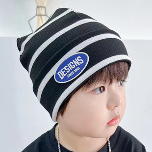 2025新款宝宝帽子秋冬款男孩女孩春秋冬季男女儿童纯棉针织堆堆帽