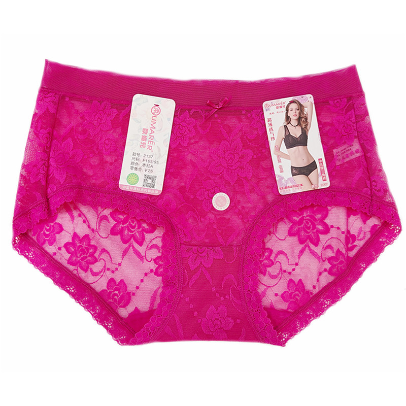 【只有枣红】欧媚儿女士内裤2137 网纱纯色中低腰 5条起包邮 L