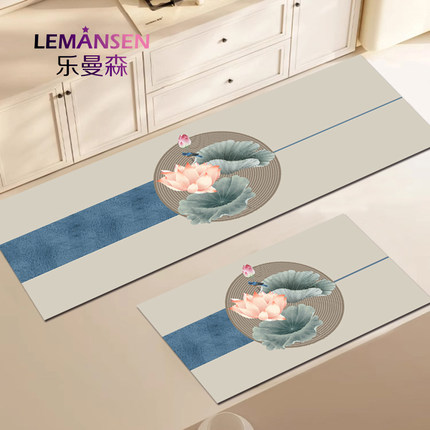 新中式厨房地垫硅藻泥厨房地毯可擦免洗入户脚垫玄关垫可擦洗门垫