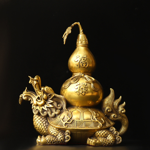 40cm 小号纯铜福禄招财葫芦龙龟大号龙头龟工艺品镇宅卧室摆件20