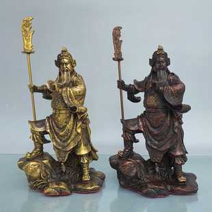 小号纯铜武财神上山关公铜像紫铜色立刀关帝神像关二爷招财摆件