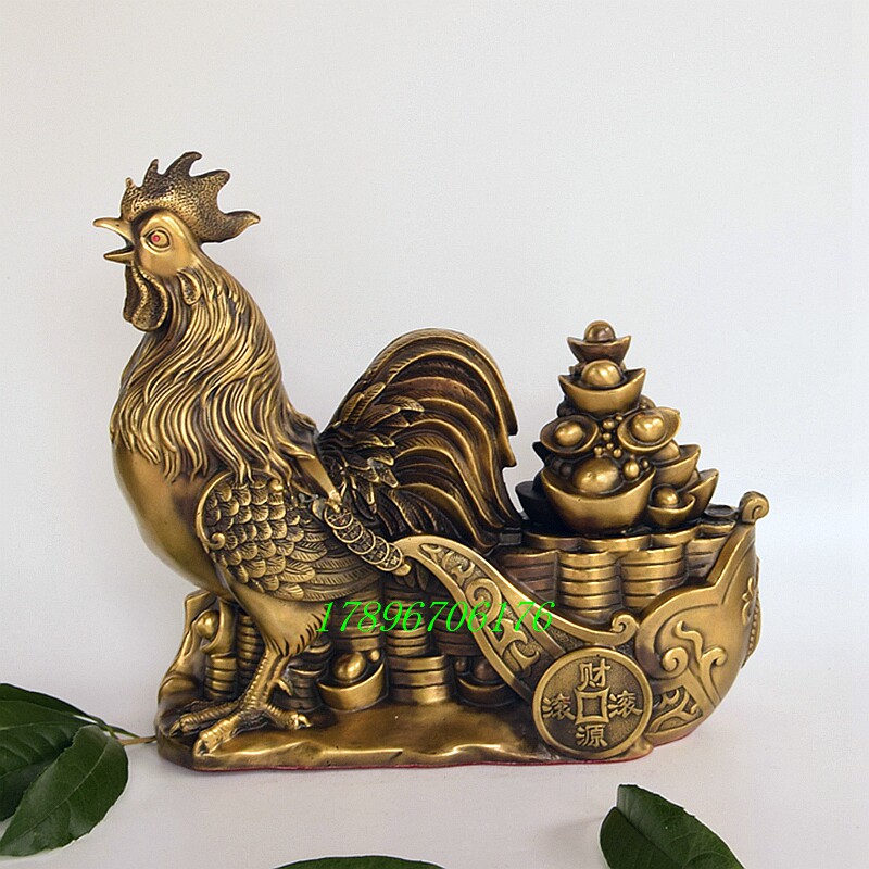 金鸡黄铜元宝招财摆件30cm