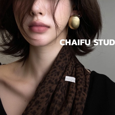 韩系冷淡风椭圆拉丝耳钉