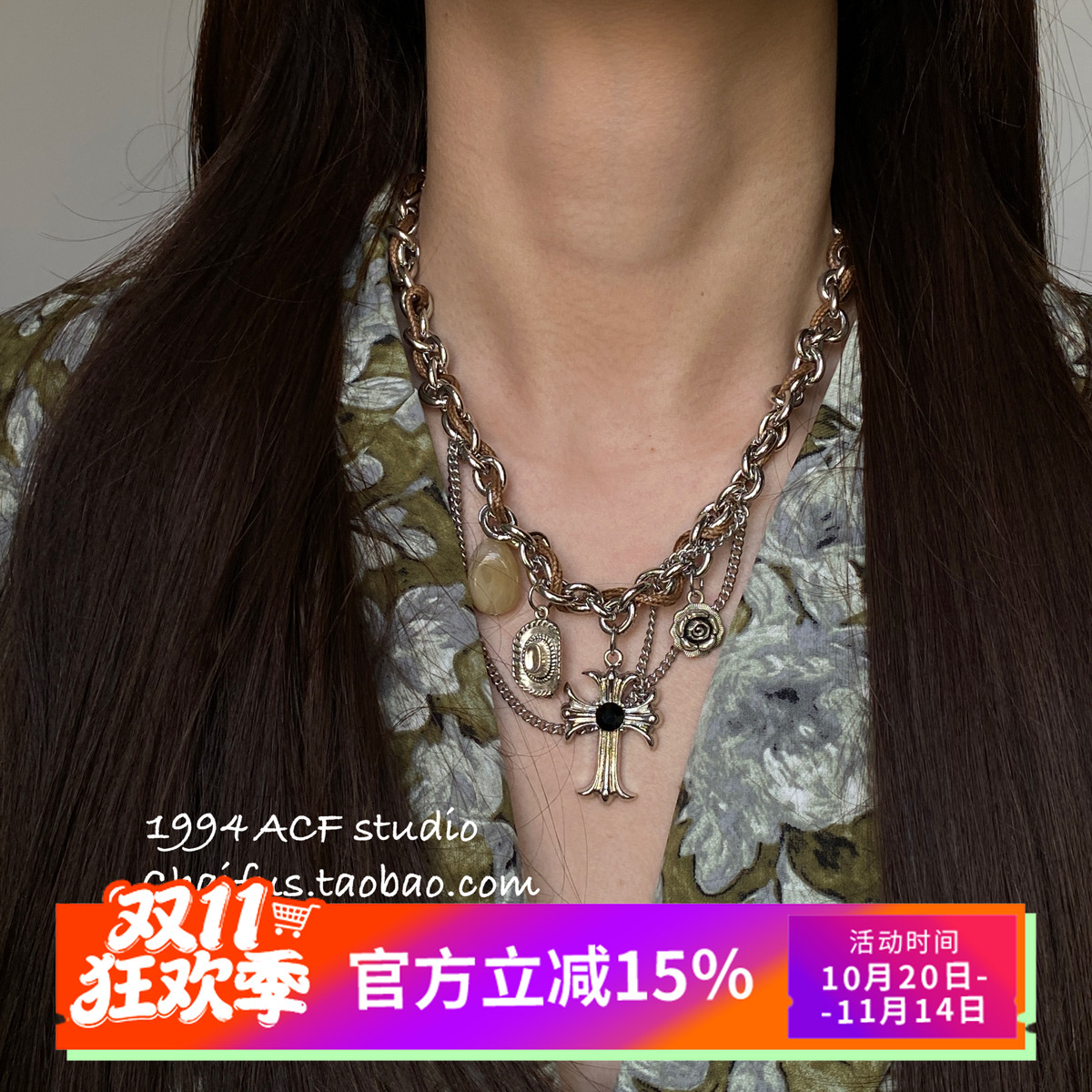 欧美嘻哈复古叠戴辣妹项链