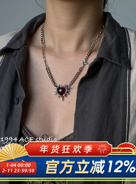 千禧辣妹朋克荆棘爱心项链