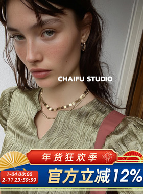 港风大气摩登肌理感金属项链