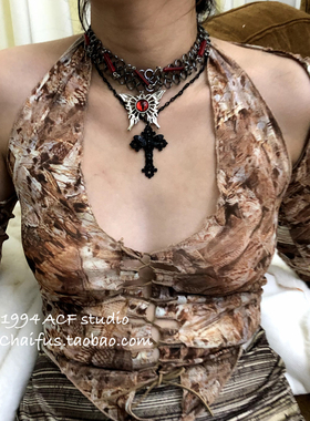 暗黑中性风蝴蝶恶魔之眼项链