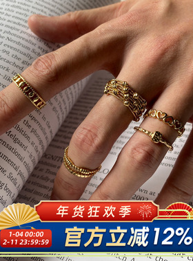 冷淡褶皱肌理感爱心小巧开口戒指