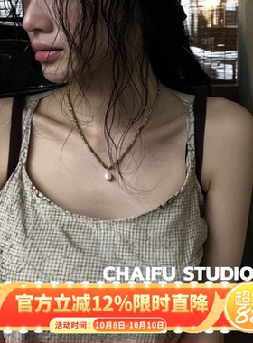 法式浪漫手工绿色尖晶项链复