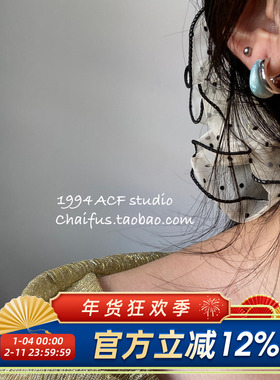 柴夫工作室/E826 韩系不规则撞色滴釉耳钉清新鎏金小巧精致耳环