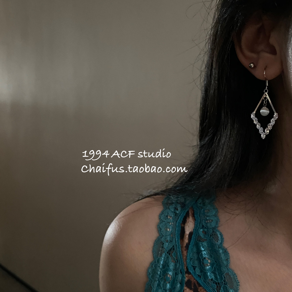 日韩轻奢甜美镶嵌猫眼石耳环