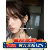 柴夫工作室 R206 韩系冷调少女感方糖锆石耳钉几何蝴蝶结清透耳环