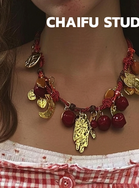 欧美亚文化手掌花卉爱心项链