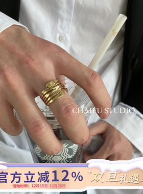 镂空宽面金属风优雅斯文戒指