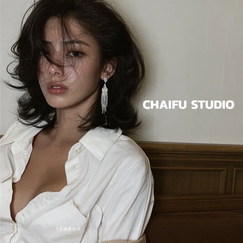 暗黑华丽冷艳气质流苏耳环