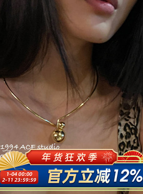 韩系冷淡风金属圆球项圈